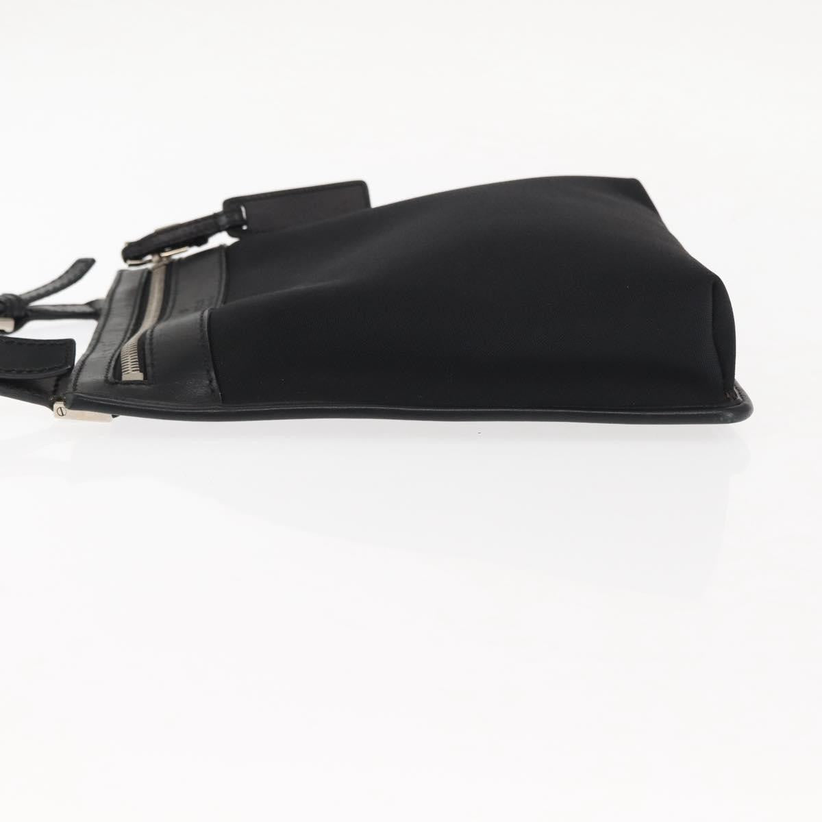 Gucci Vintage Flat Messenger Bag Nylon and Leather, BLACK, NYLON, Shoulder bag