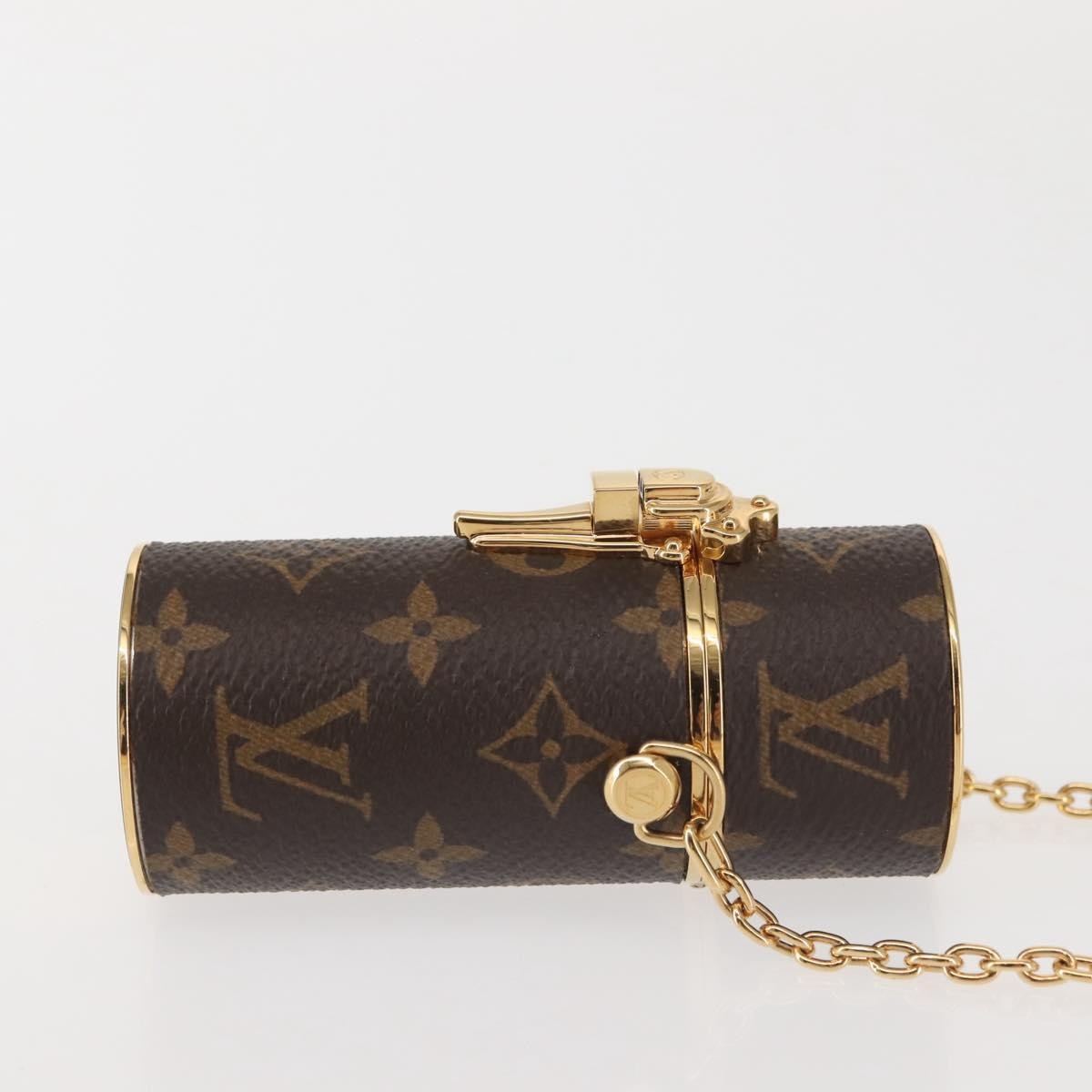 Louis Vuitton Lipstick Case on Chain Monogram Canvas, BROWN, CANVAS, Clutche & pouche