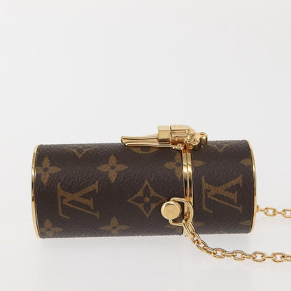 Louis Vuitton Lipstick Case on Chain Monogram Canvas, BROWN, CANVAS, Clutche & pouche