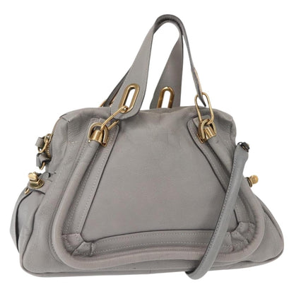 Chloe Paraty Top Handle Bag Leather, GRAY, LEATHER, Handbag