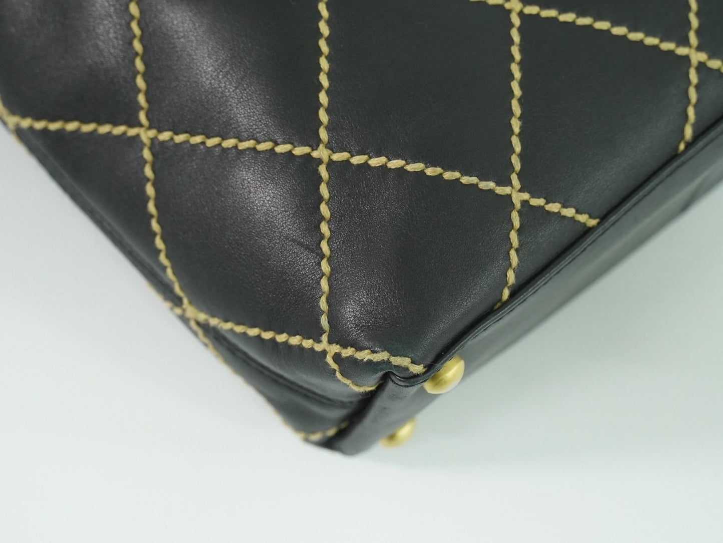 Chanel Surpique Tote Quilted Leather, BLACK, LEATHER, Handbag