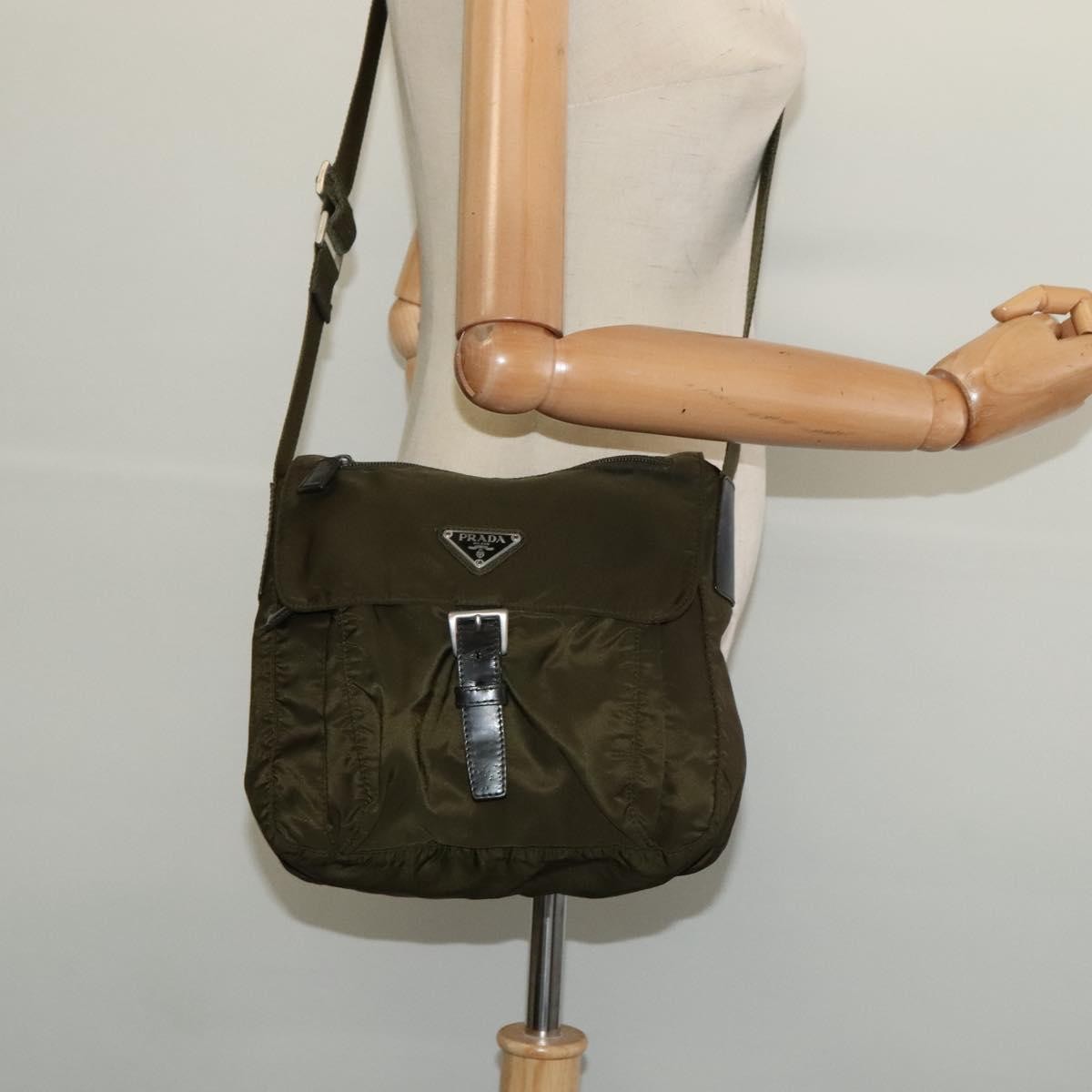 Prada Buckle Messenger Bag Tessuto, KHAKI, NYLON, Shoulder bag