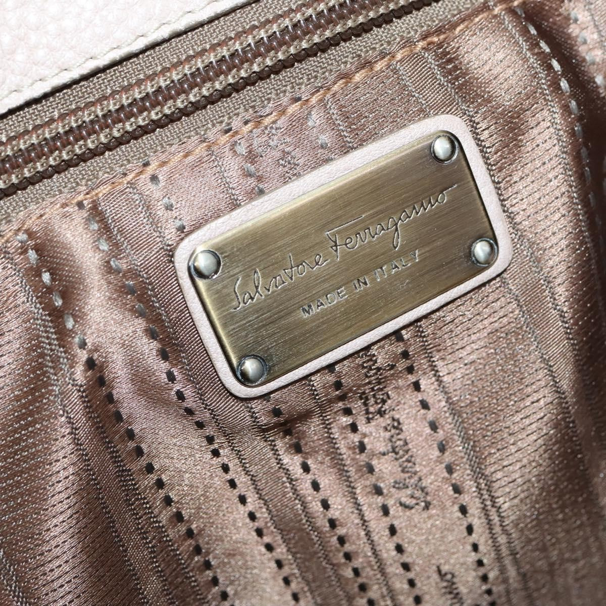 Salvatore Ferragamo Gancini Shoulder Bag Leather, BEIGE, LEATHER, Shoulder bag