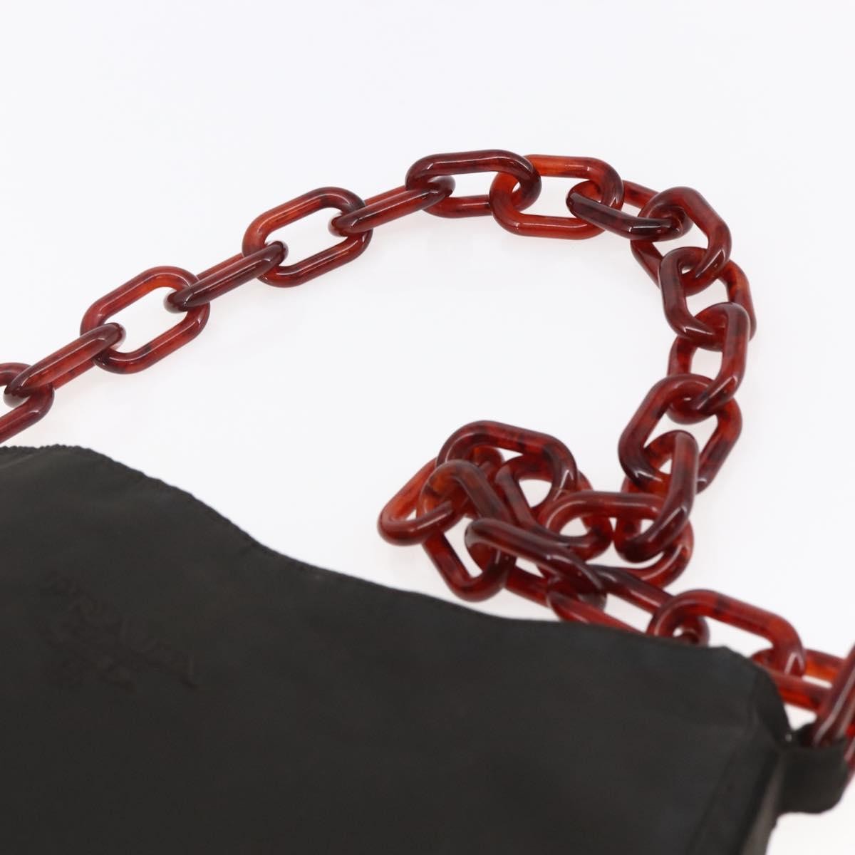 Prada Resin chain shoulder bag Nylon, BROWN, NYLON, Shoulder bag