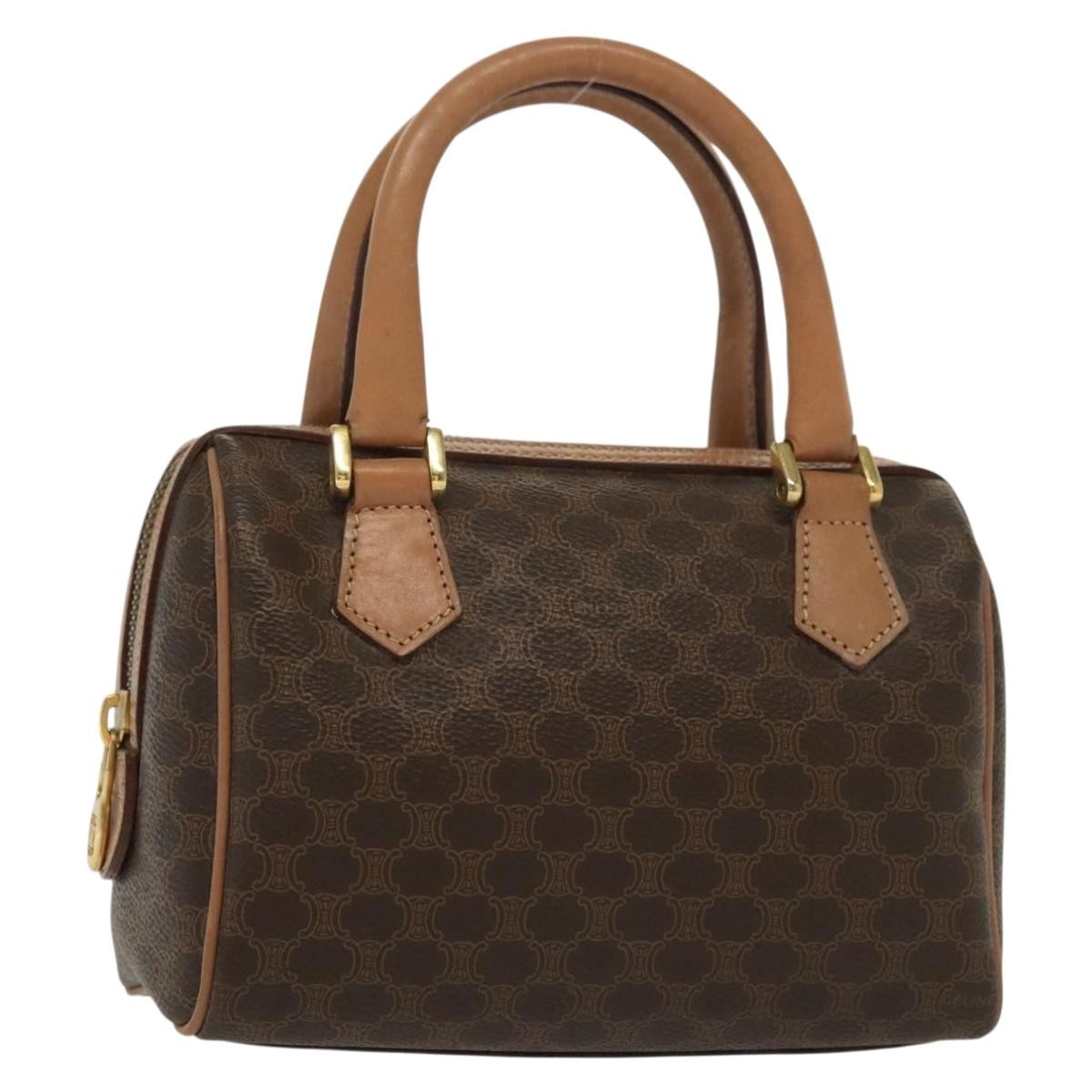 Celine Macadam Handbag Macadam with leather, BROWN, CANVAS, Handbag