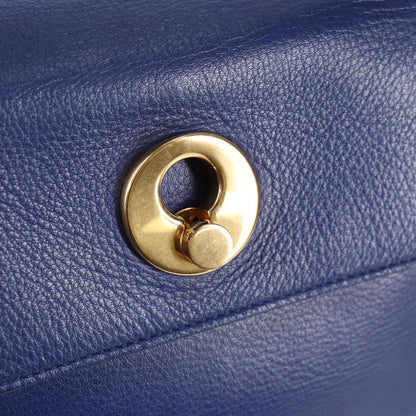 Saint Laurent Muse Two Bag Leather with Canvas, BLUE, LEATHER, Handbag