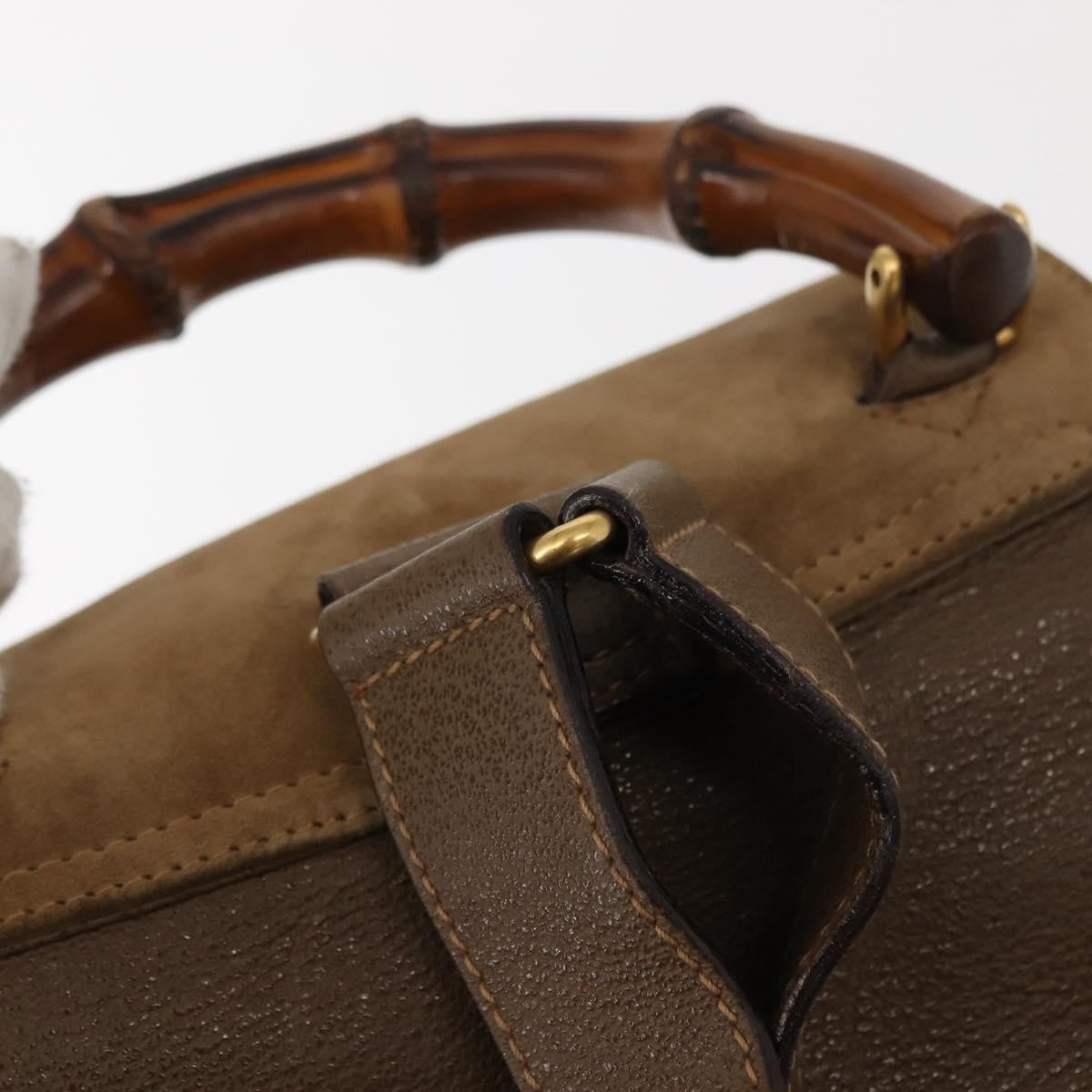 Gucci Vintage Bamboo Backpack Suede, BROWN, SUEDE, Backpack