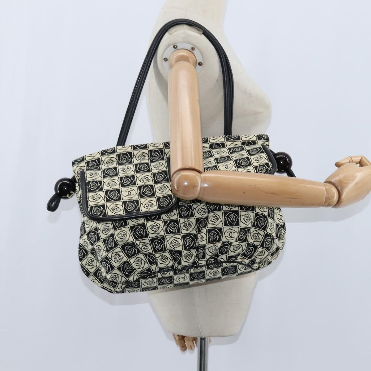 Chanel Camellia shoulderbag Canvas, BLACK, CANVAS, Shoulder bag