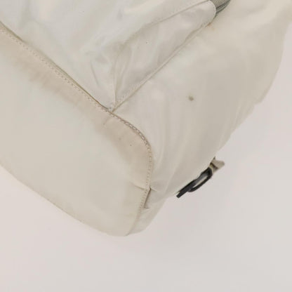 Prada Front Pocket Buckle Backpack Nylon, WHITE, NYLON, Backpack