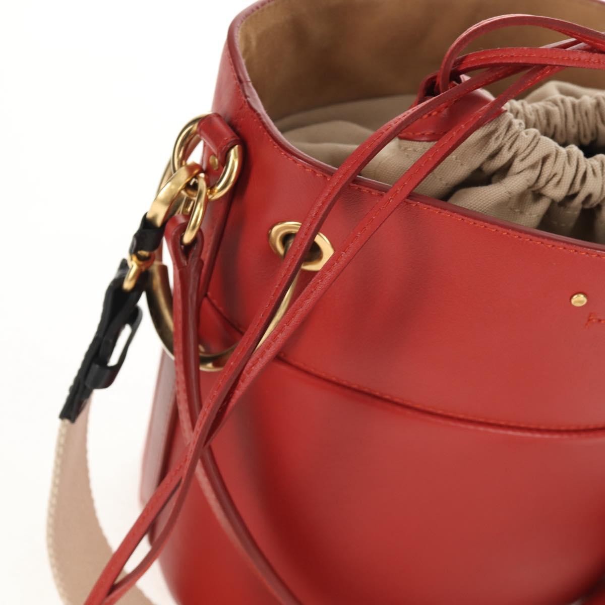 Chloe Roy Bucket Bag Leather, RED, LEATHER, Shoulder bag