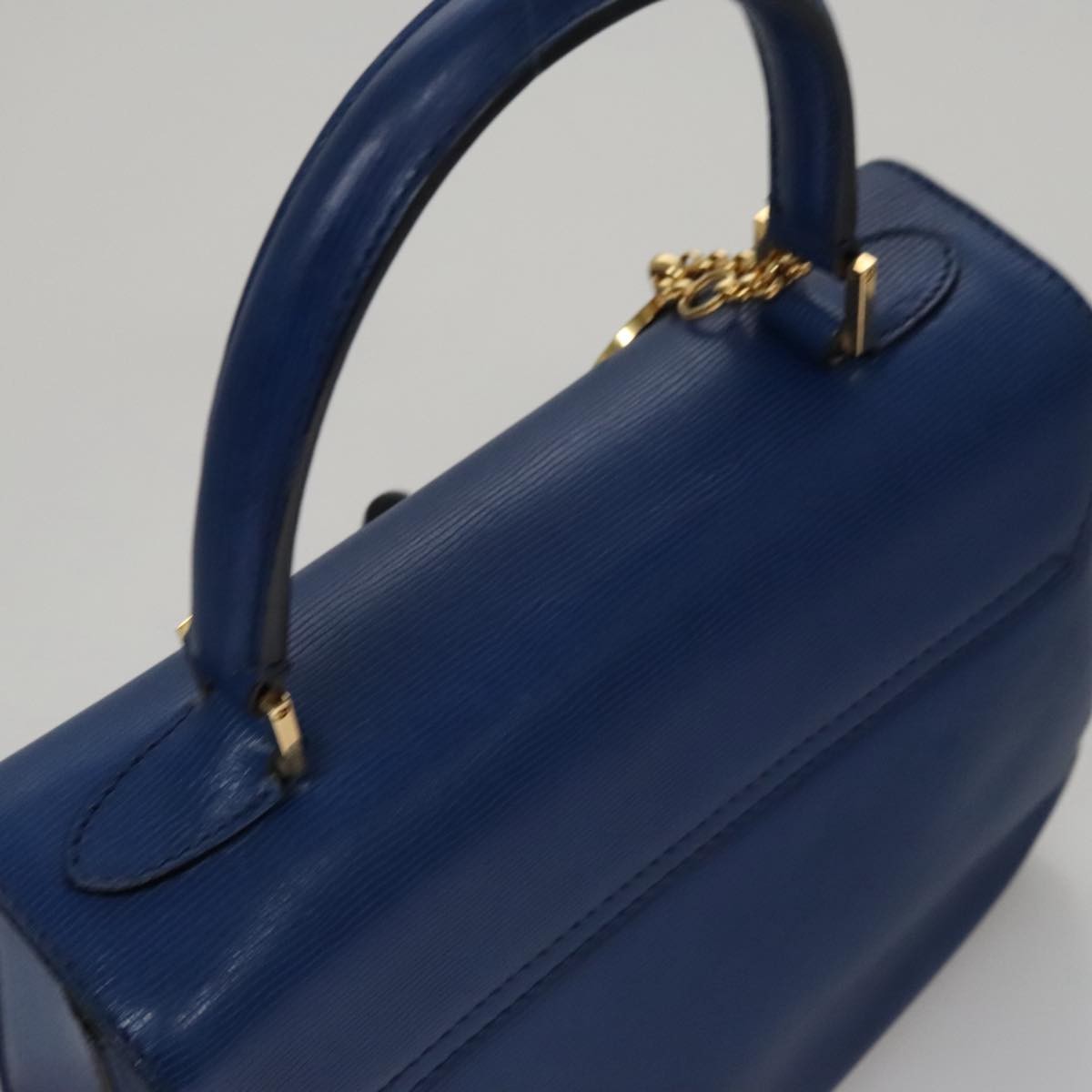 Celine Vintage turn lock shoulder bag Leather, BLUE, LEATHER, Handbag