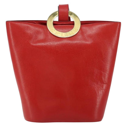 Celine Circle Logo Shoulder Bag Leather, RED, LEATHER, Shoulder bag