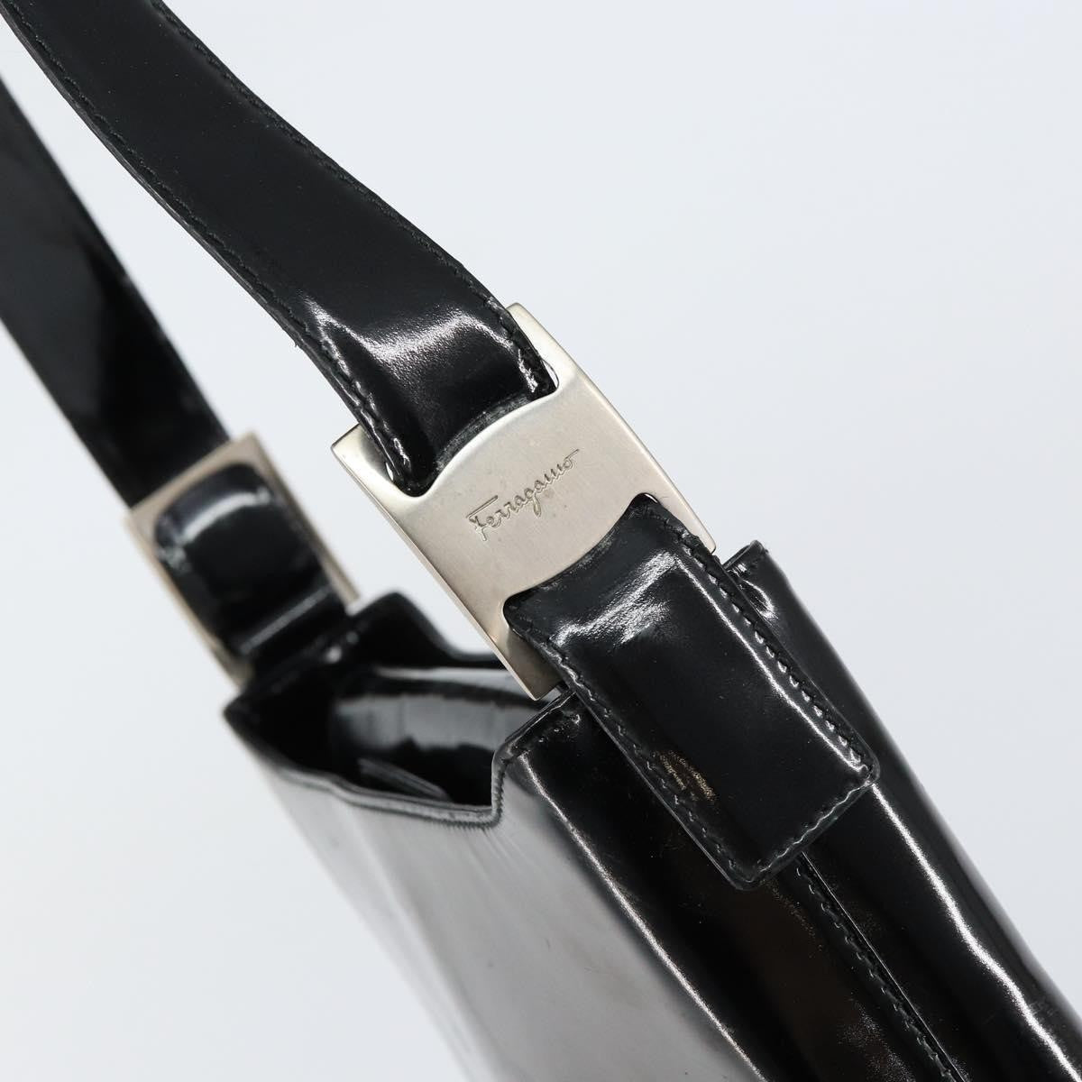 Salvatore Ferragamo Vala Shoulder Bag Patent Leather, BLACK, PATENT_LEATHER, Shoulder bag