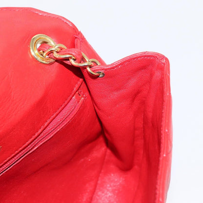 Chanel Camellia Rounded Clutch Satin and Leather, RED, LEATHER, Shoulder bag