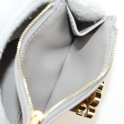Celine Triomphe Trifold Wallet Leather, Beige, Leather, Wallet