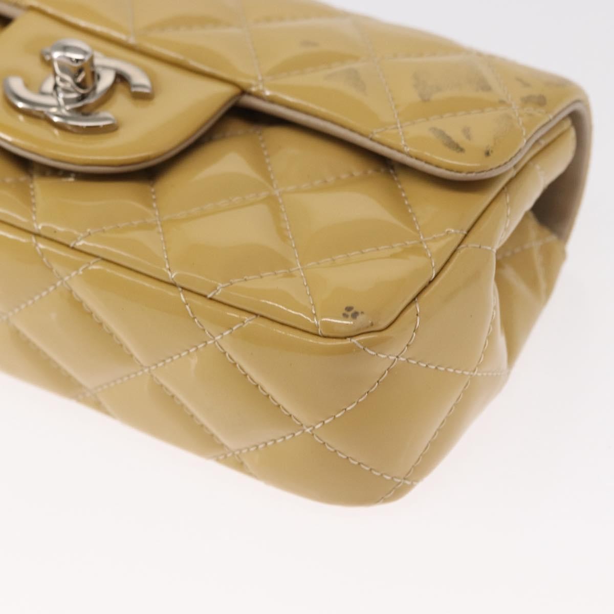 Chanel Vintage Classic Single Flap Bag Quilted Patent, YELLOW, PATENT_LEATHER, Shoulder bag
