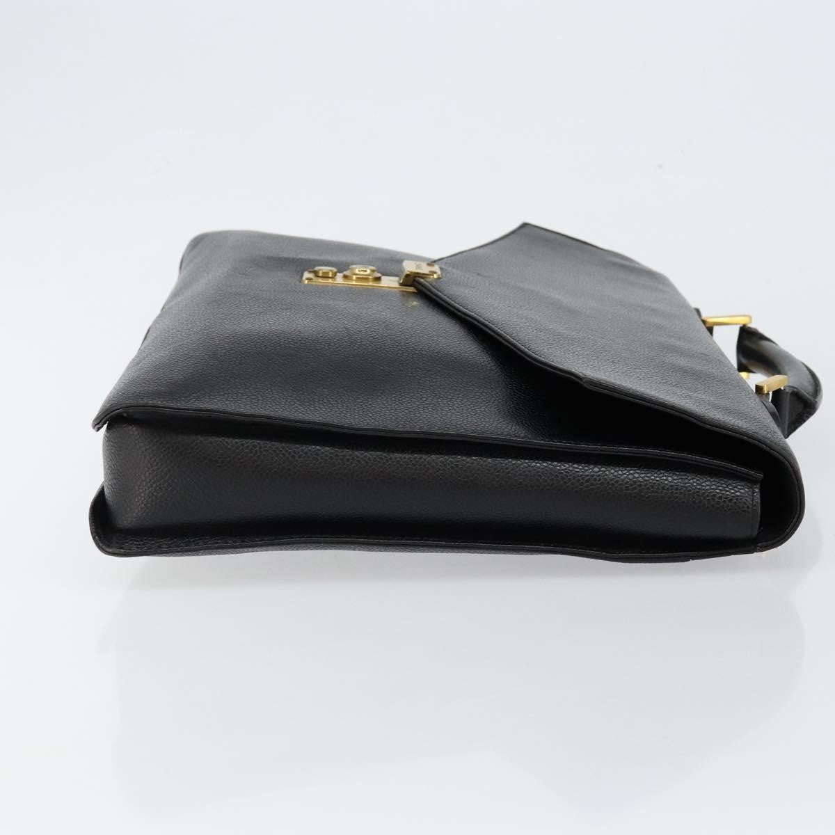 Chanel Vintage Lock Briefcase Caviar, Black, Leather, Briefcase