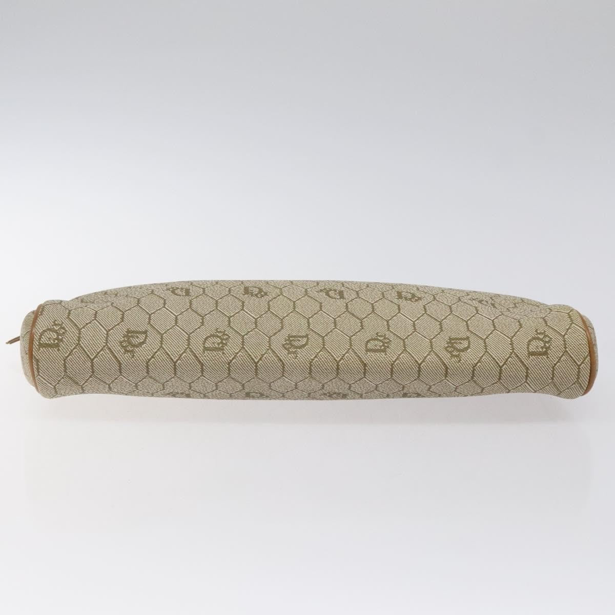 Christian Dior Vintage Honeycomb Zip Pouch Coated Canvas, BEIGE, PVC, Clutche & pouche
