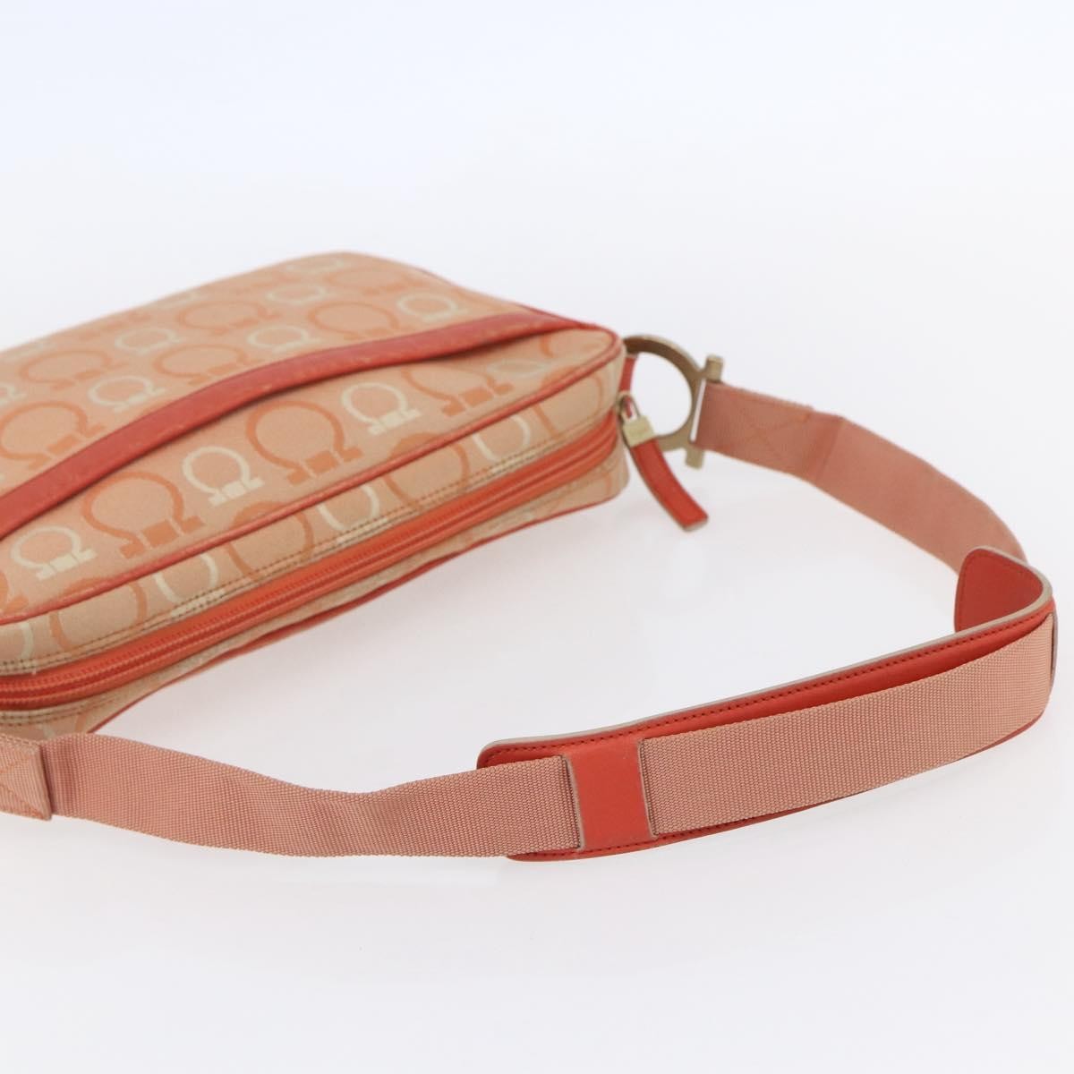 Salvatore Ferragamo Gancini Shoulder Bag Canvas, ORANGE, CANVAS, Shoulder bag
