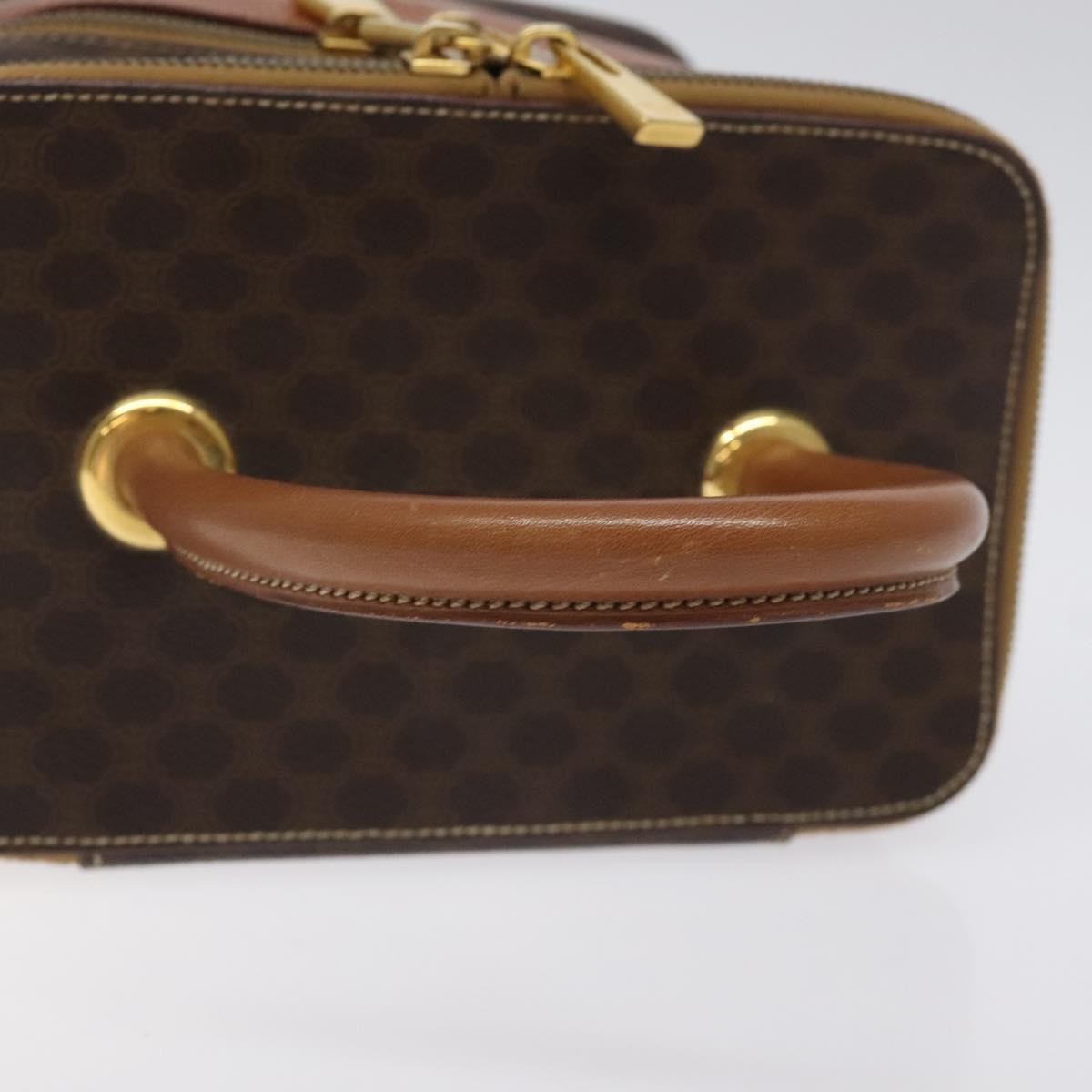 Celine Vintage Double Zip Vanity Case Macadam Coated Canvas, BROWN, CANVAS, Toiletry Case