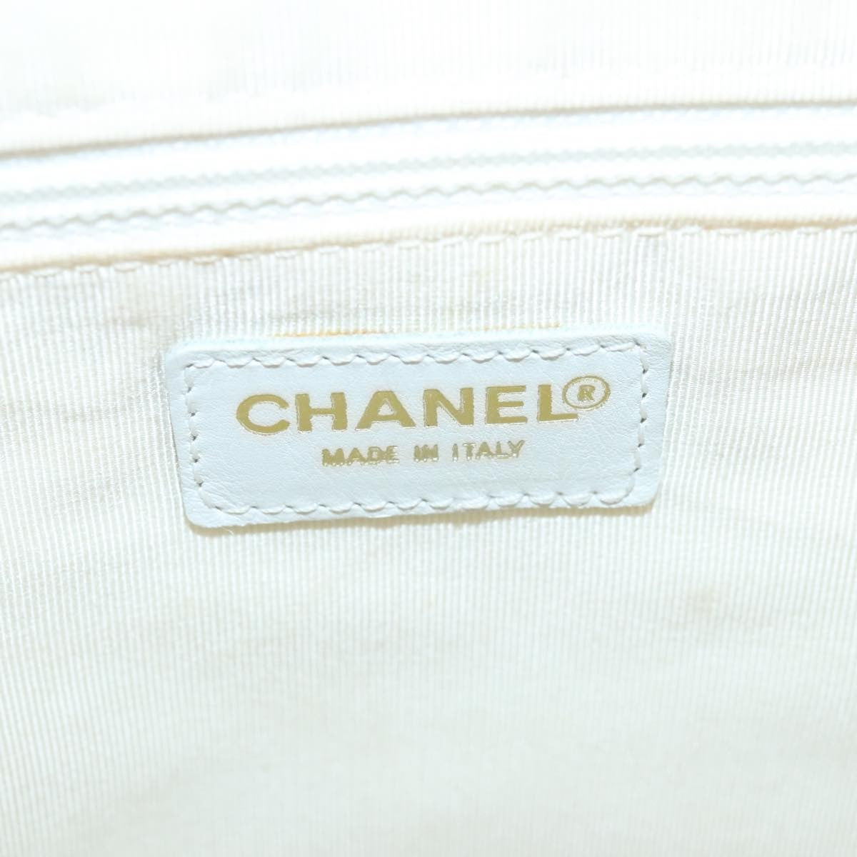 Chanel Surpique Zip Around Satchel Quilted Leather, WHITE, LEATHER, Handbag