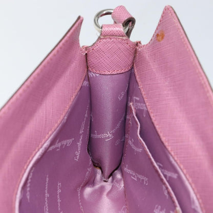 Salvatore Ferragamo Gancini Pouch Leather, PINK, LEATHER, Clutche & pouche