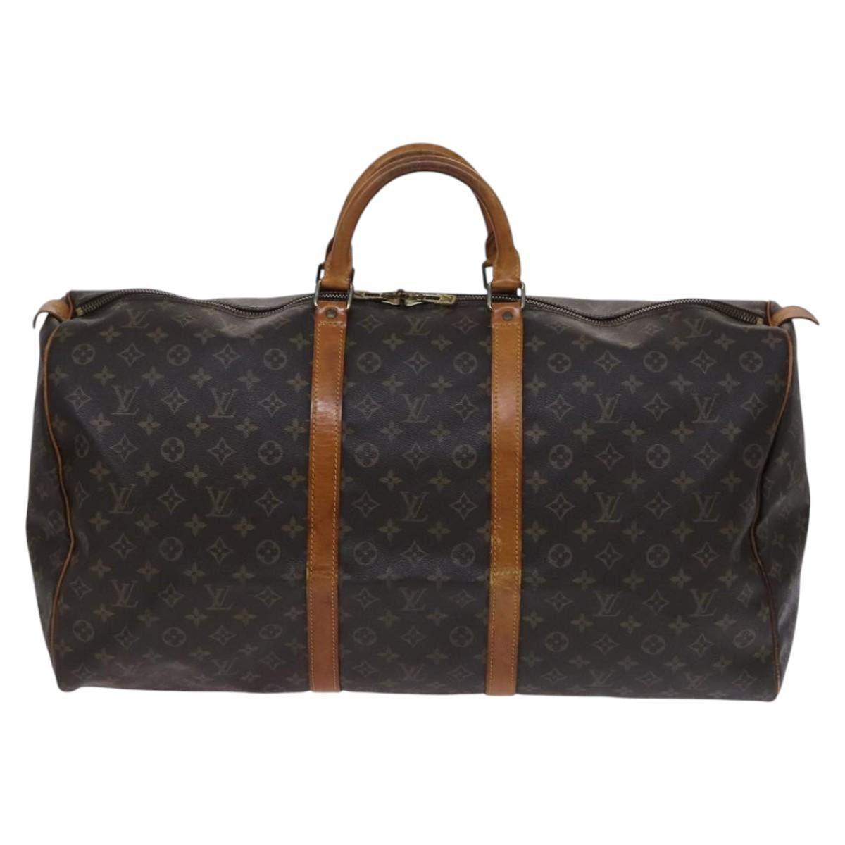 Louis Vuitton Keepall Bag Monogram Canvas, BROWN, CANVAS, Travel bag