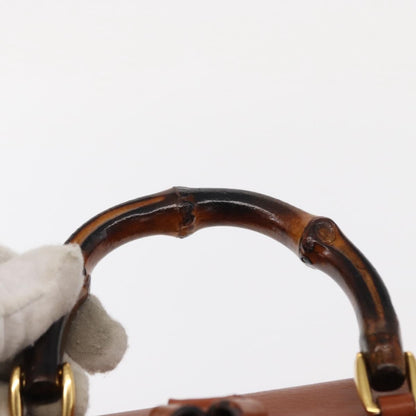 Gucci Vintage Bamboo Backpack Leather, BROWN, LEATHER, Backpack