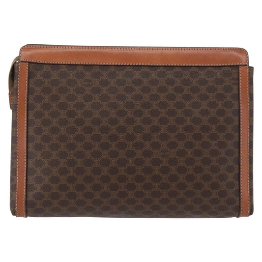 Celine Macadam Pochette Canvas and Leather, BROWN, CANVAS, Clutche & pouche