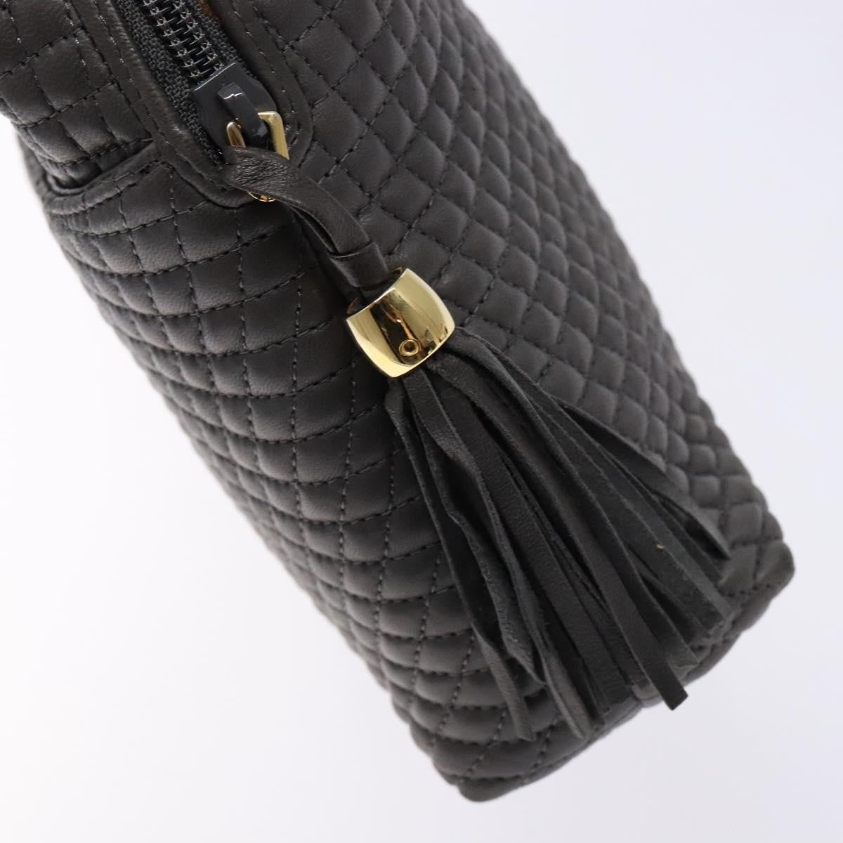 Bally Vintage Handbag Quilted Leather, GRAY, LEATHER, Handbag