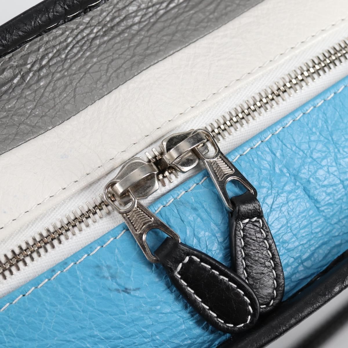 Balenciaga Bazar Convertible Tote Striped Leather, BLUE, LEATHER, Tote bag