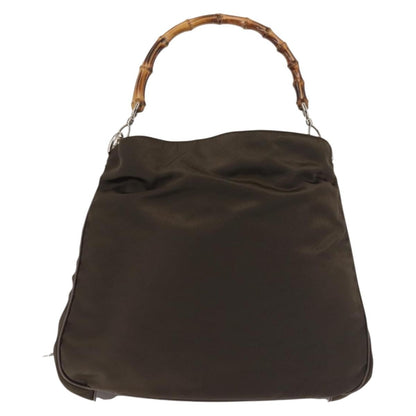 Gucci Sherry bamboo Shoulder Bag Nylon, KHAKI, NYLON, Shoulder bag