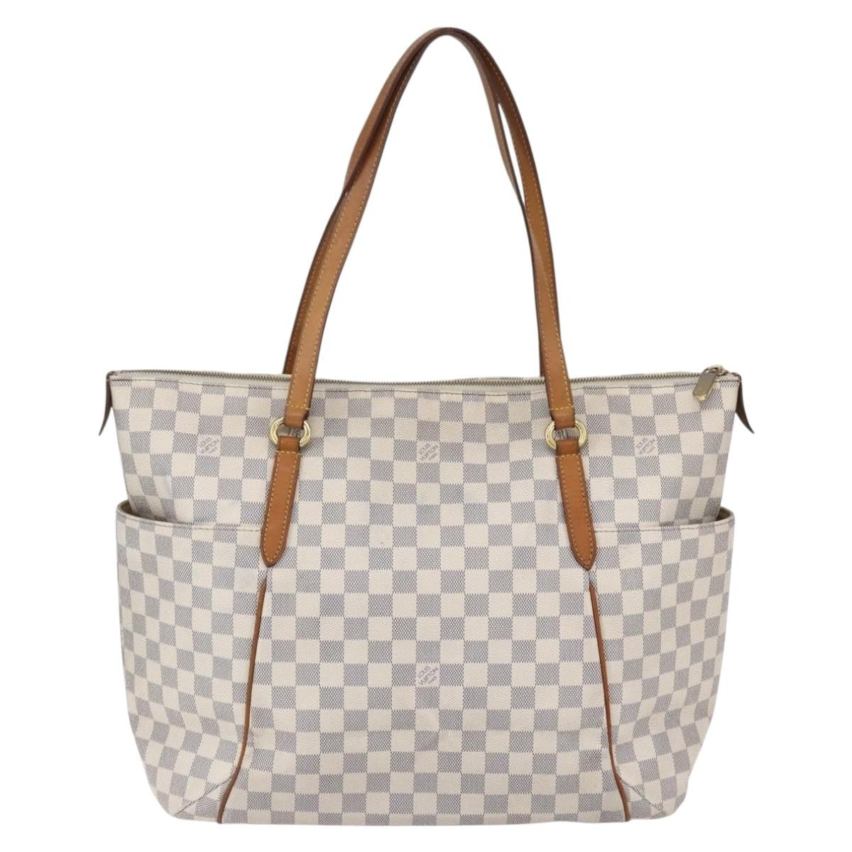 Louis Vuitton Totally Handbag Damier azur, WHITE, CANVAS, Tote bag
