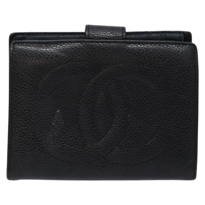 Chanel CC Bifold Wallet Quilted Caviar, BLACK, LEATHER, Wallets