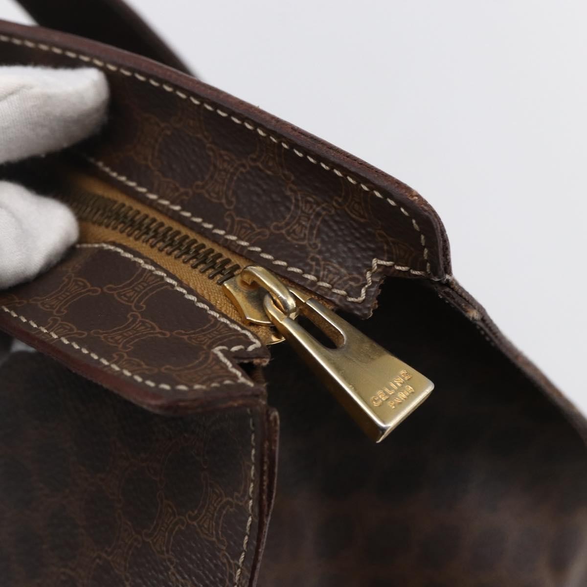 Celine Vintage Macadam Tote bag Canvas and Leather, BROWN, CANVAS, Tote bag