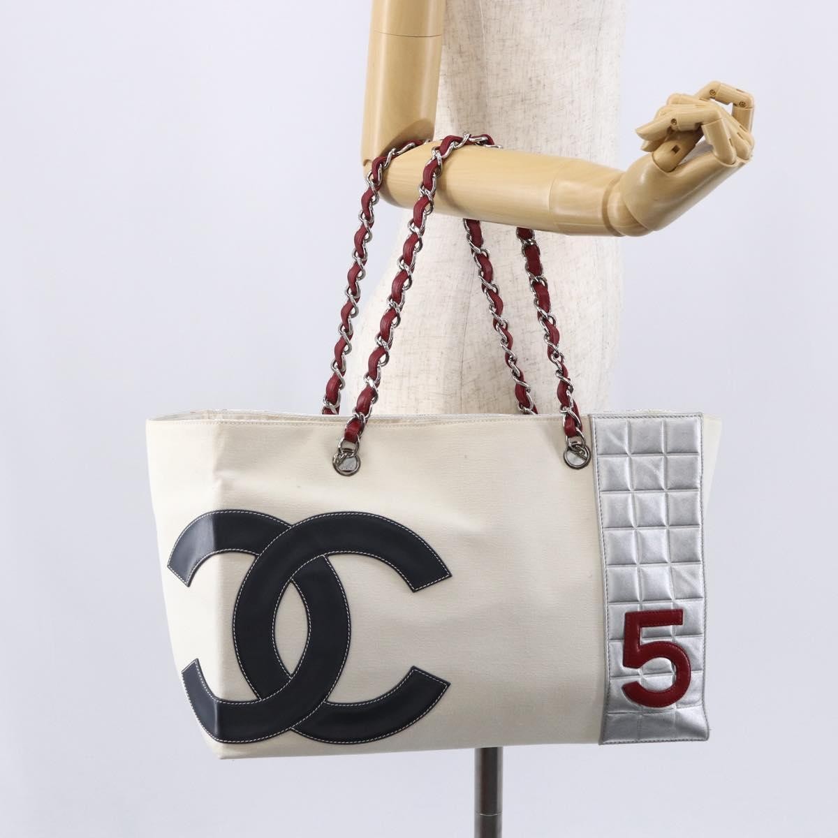 Chanel No.5 Tote Canvas and Leather, SILVER, CANVAS, Tote bag