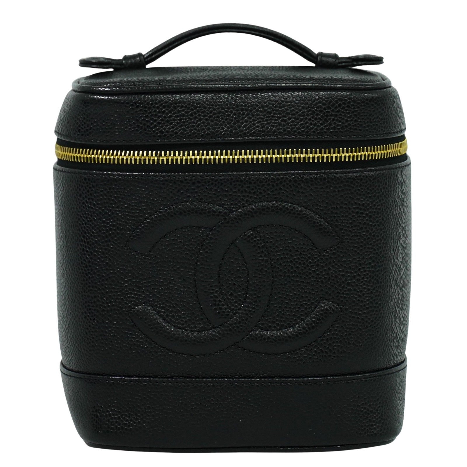 Chanel Vanity pouch Leather, BLACK, LEATHER, Toiletry Case