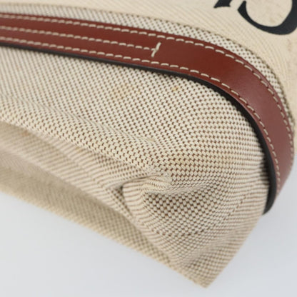 Chloe Woody Convertible Tote Canvas with Leather, BEIGE, CANVAS, Handbag