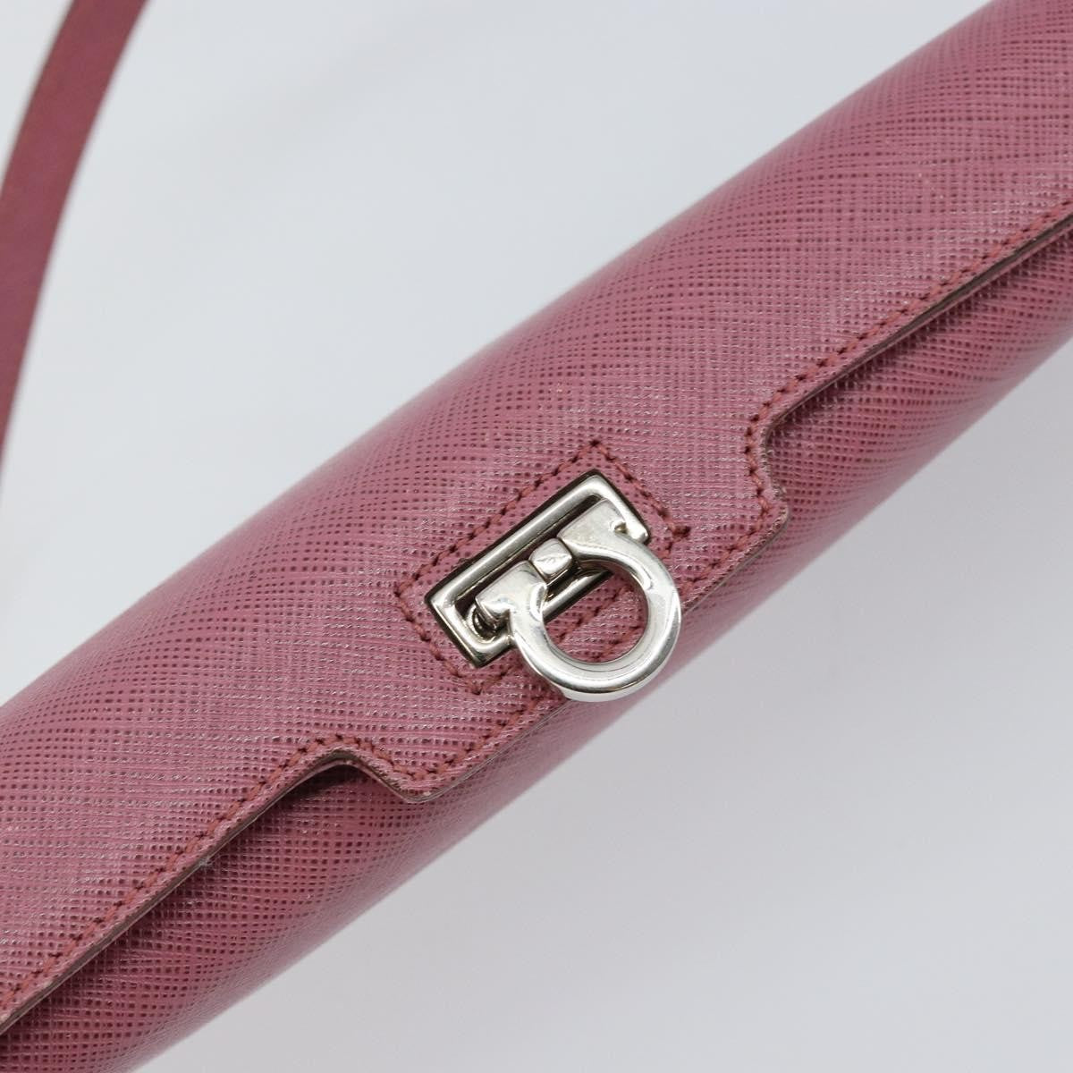 Salvatore Ferragamo Gancini Pouch Leather, PINK, LEATHER, Clutche & pouche