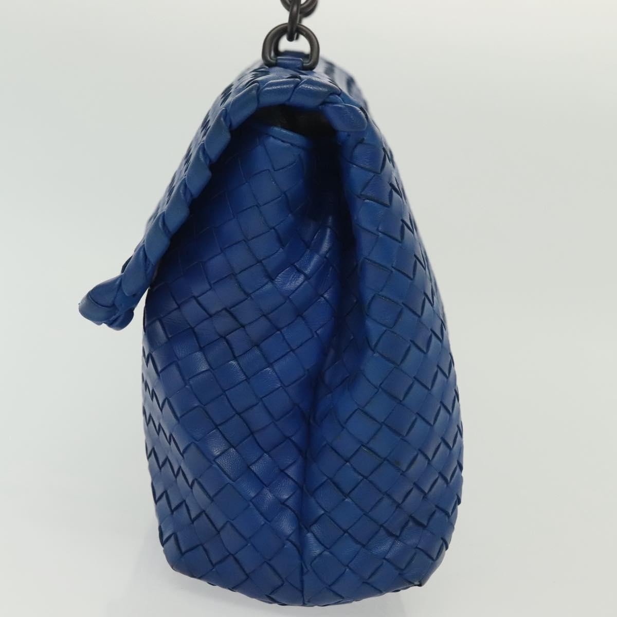 Bottega Veneta Olimpia Shoulder Bag Intrecciato Nappa, BLUE, LEATHER, Shoulder bag