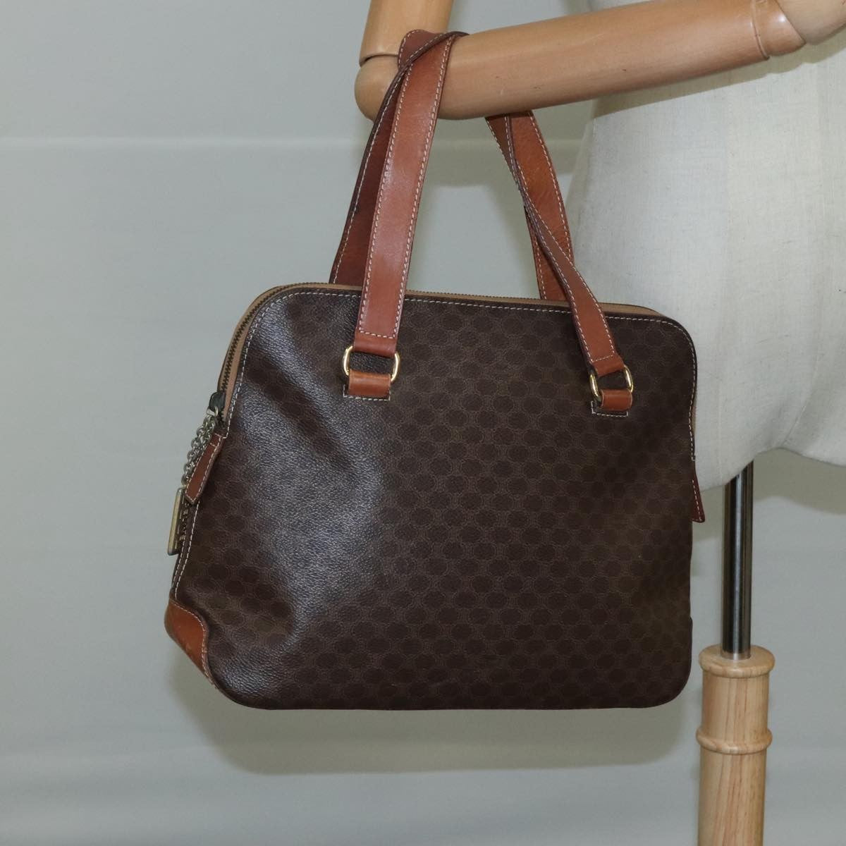 Celine Macadam Handbag Macadam with leather, BROWN, PVC, Handbag