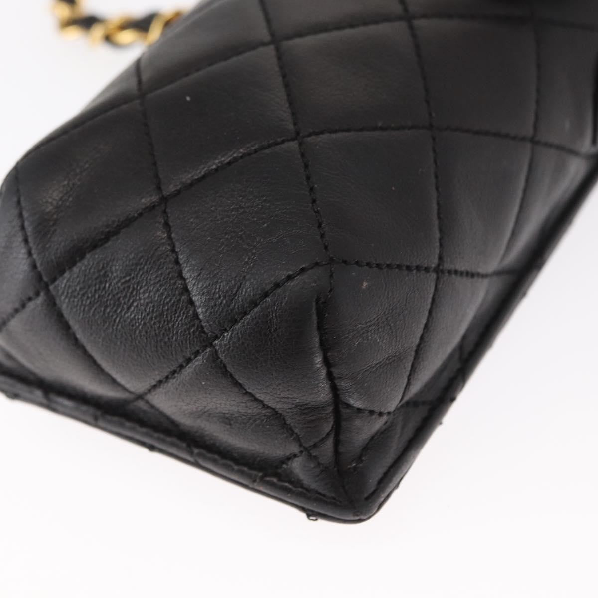 Chanel Chain Shoulder Bag Leather, BLACK, LEATHER, Shoulder bag