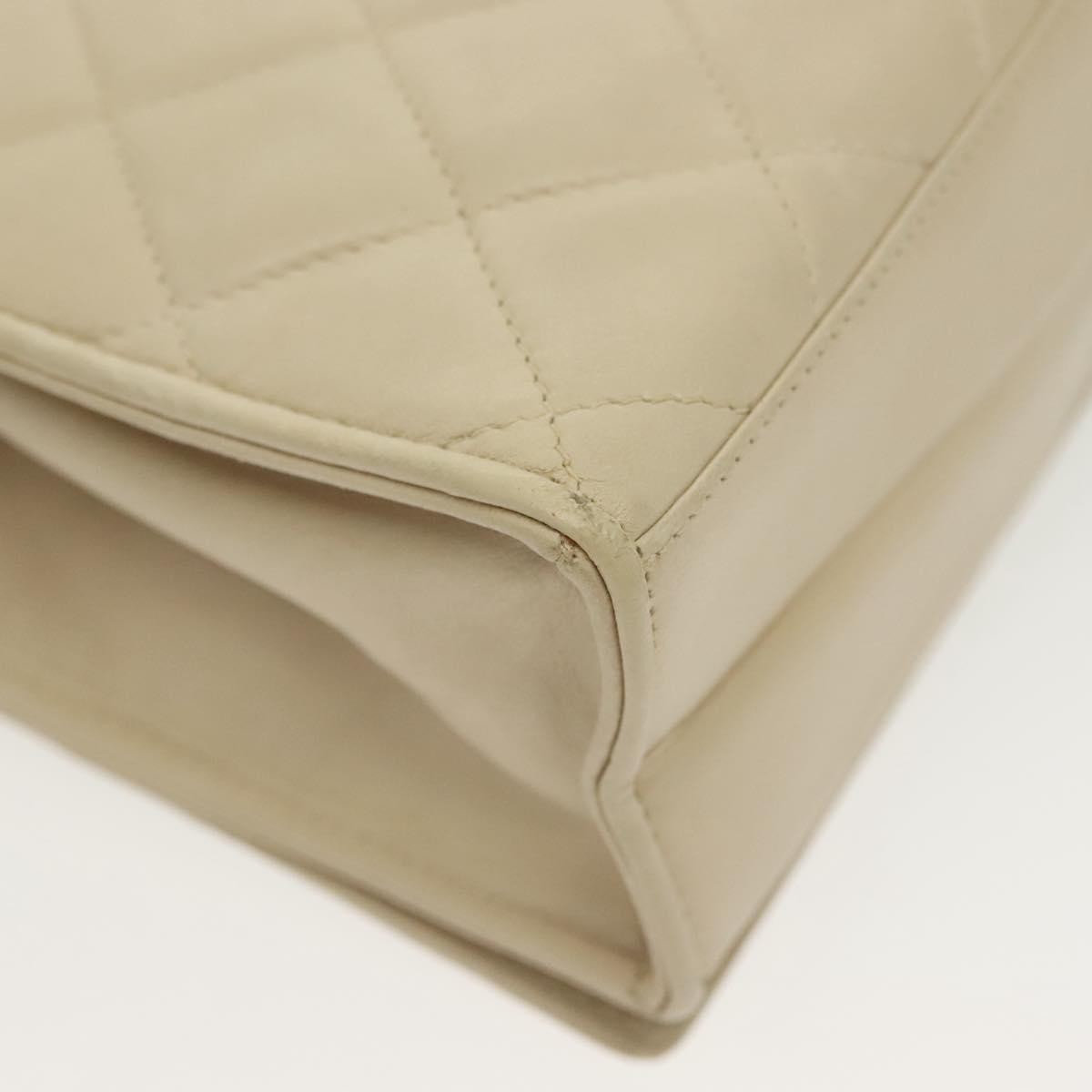 Chanel Vintage CC Full Flap Bag Quilted Lambskin, BEIGE, LEATHER, Shoulder bag