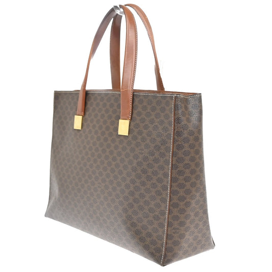 Celine Vintage Macadam Handbag Leather, BROWN, PVC, Handbag