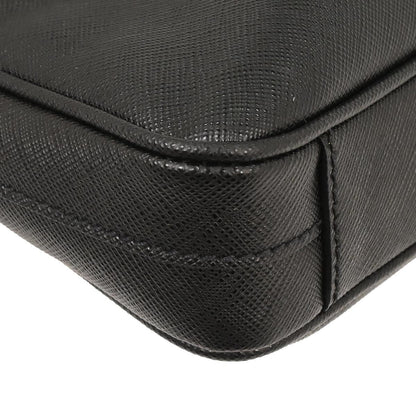 Prada Convertible Zip Around Briefcase Saffiano Leather, BLACK, LEATHER, Handbag