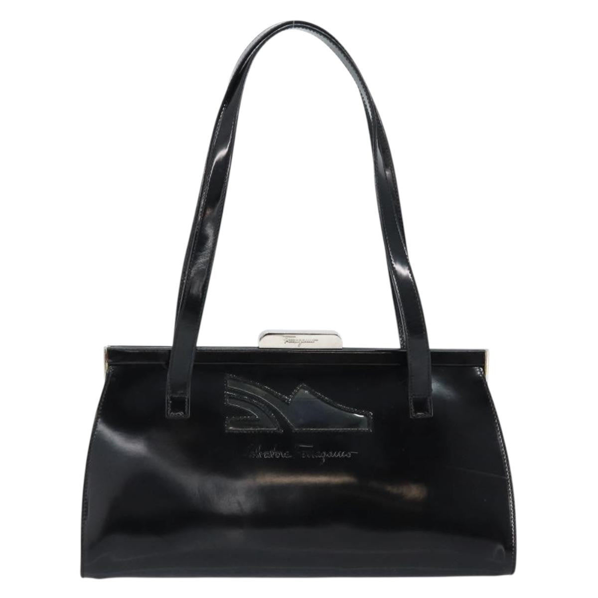 Salvatore Ferragamo Vintage Tote bag Patent Leather, BLACK, PATENT_LEATHER, Tote bag