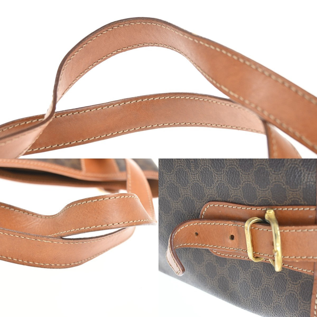 Celine Vintage Macadam Tote bag Canvas and Leather, Brown, Canvas, Tote Bag