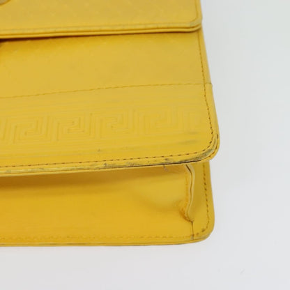 Versace Wristlet Pouch Leather, YELLOW, LEATHER, Clutche & pouche