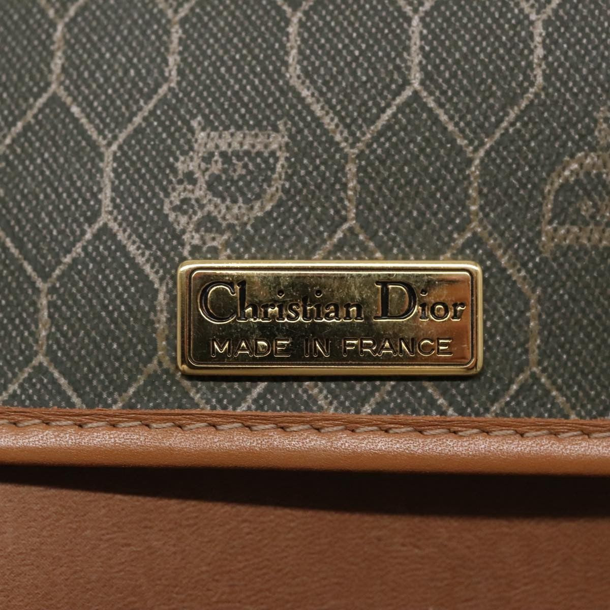 Christian Dior Vintage Honeycomb chain Canvas, KHAKI, CANVAS, Shoulder bag