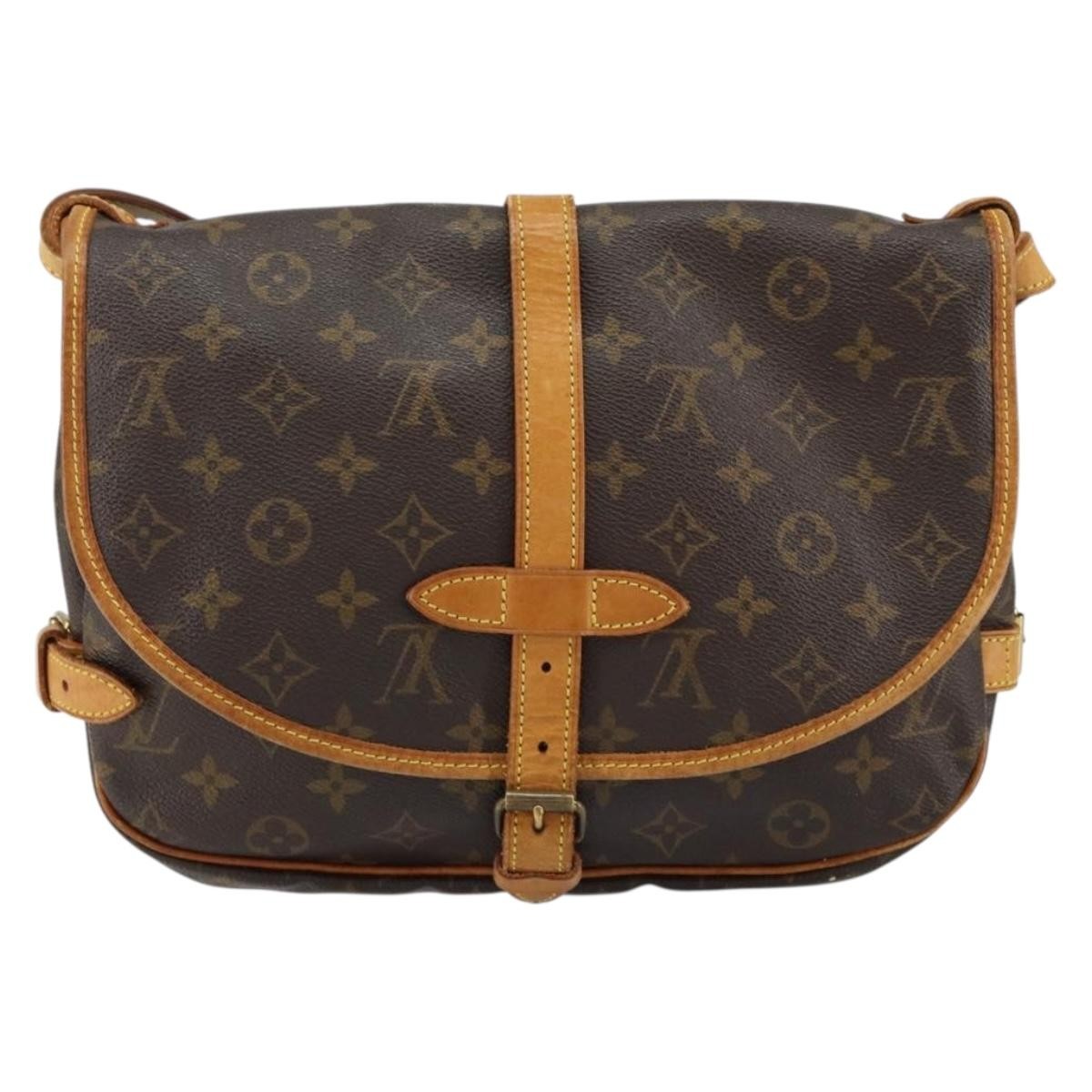 Louis Vuitton Saumur Handbag Monogram Canvas, BROWN, CANVAS, Shoulder bag